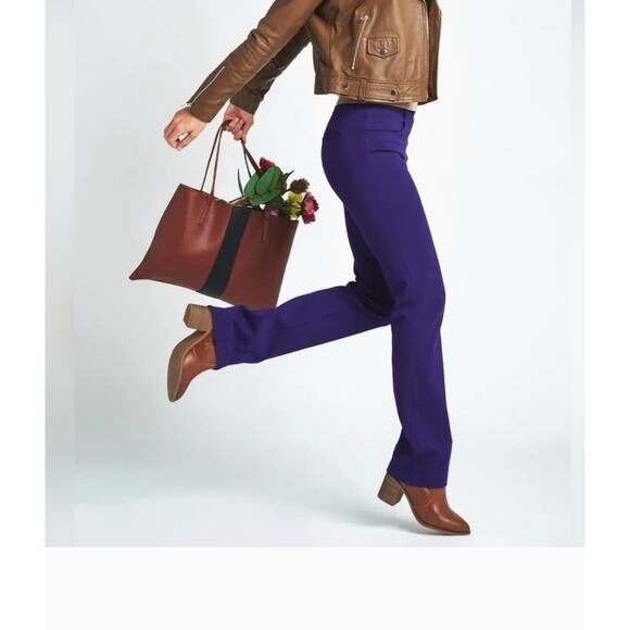 Betabrand Women's Mid-Rise Straight Leg Stretch Casual Pants Large Solid Purple - Picture 1 of 9